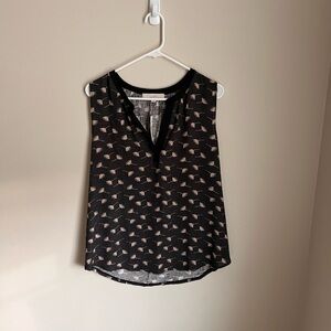 LOFT Black and Pink Patterned Blouse